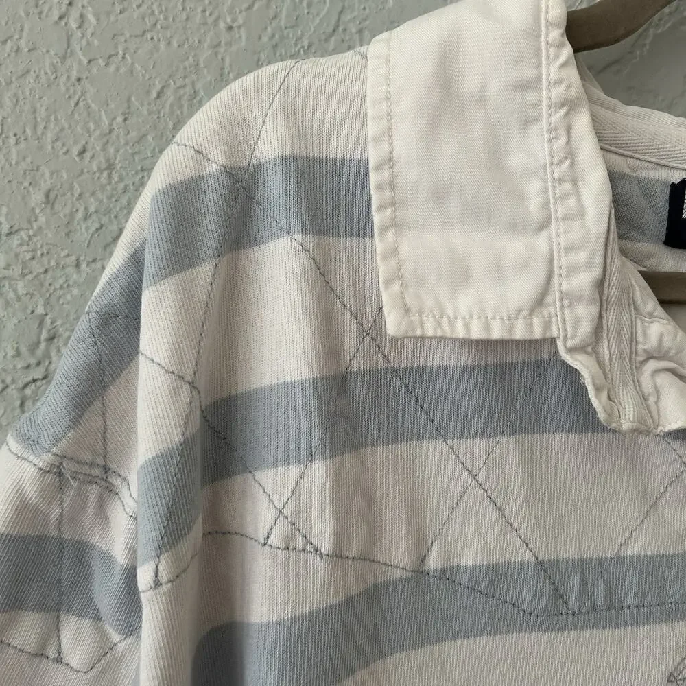 Polo Ralph Lauren Rugby Shirt 4XB Big Blue White Stripe Cotton Flesh Pony Preppy